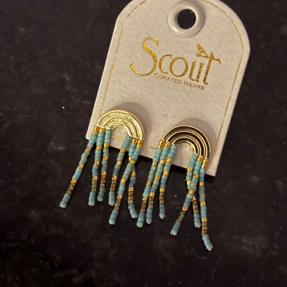 NWT Miyuki Rainbow Fringe Earring - Turquoise/Mint/Gold - F002 - Picture 10 of 10